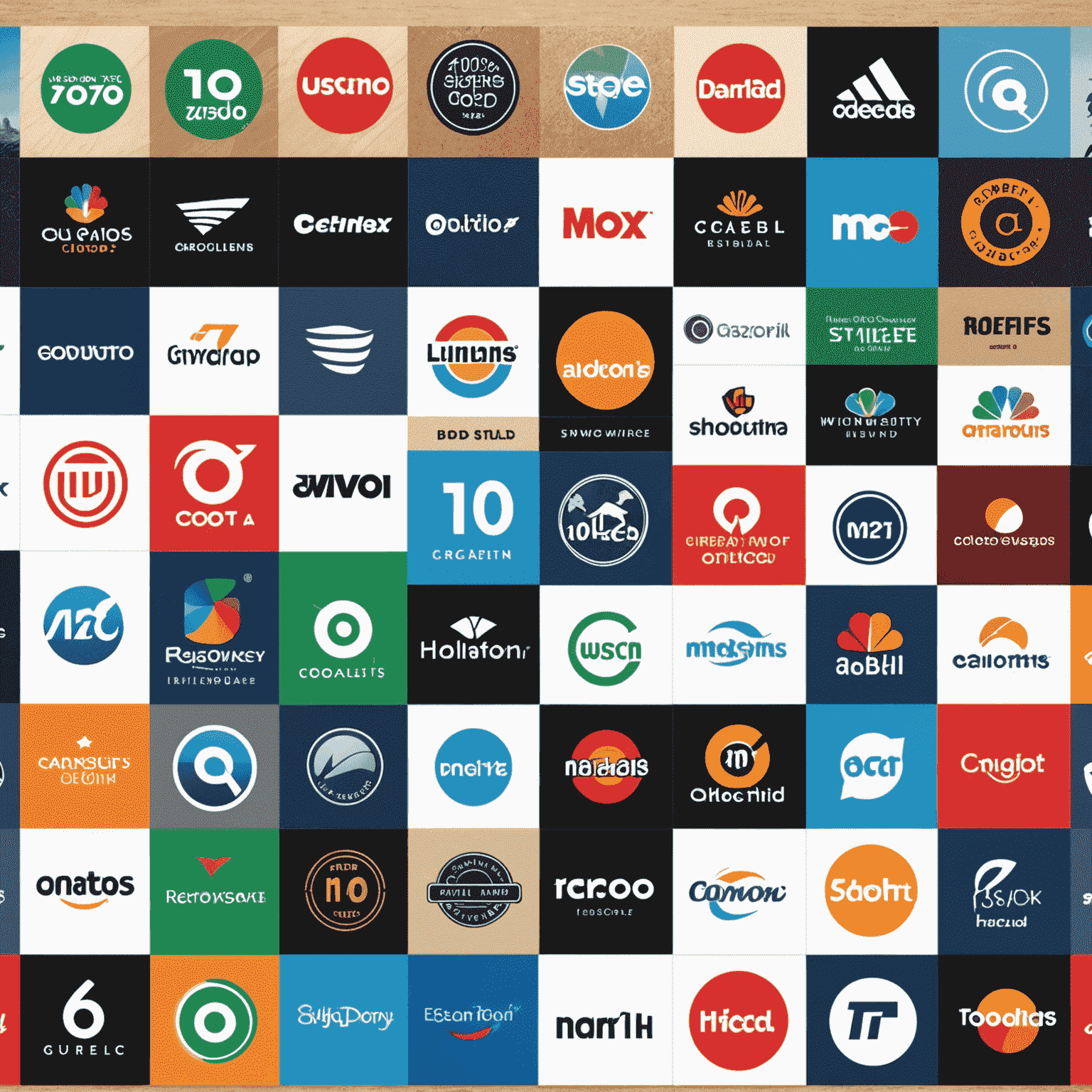 Collage of logos from top 10 retailers offering digital gift cards, arranged in a grid format