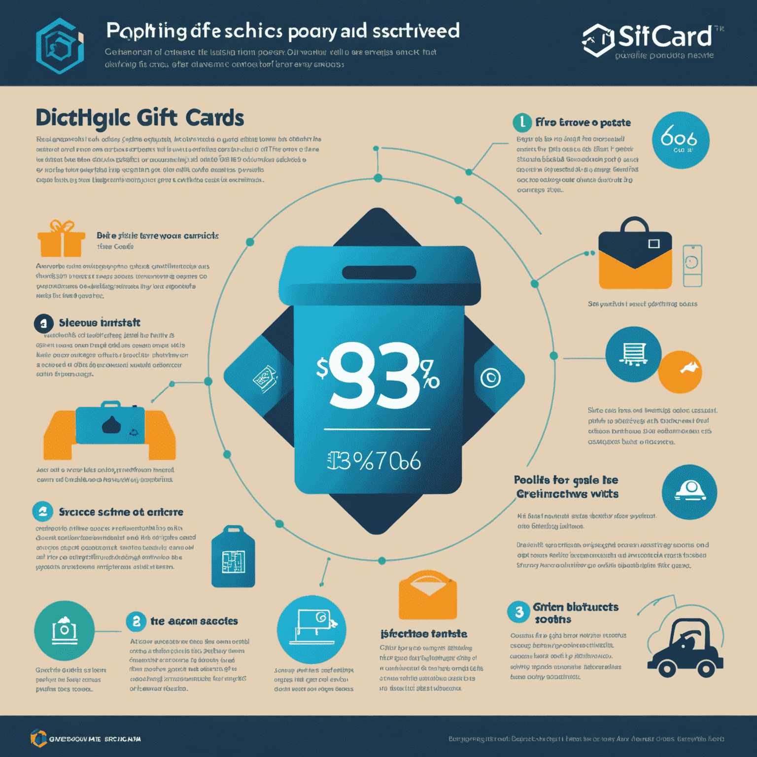 An infographic showing the reduction in plastic and paper waste achieved by switching from physical to digital gift cards, with eye-catching statistics and icons